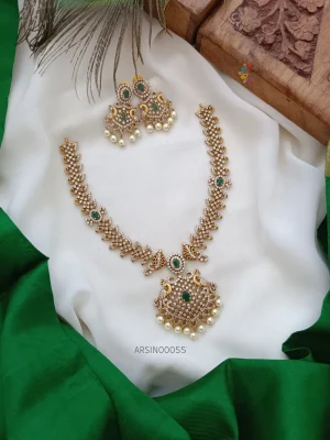Trendy peacock AD necklace