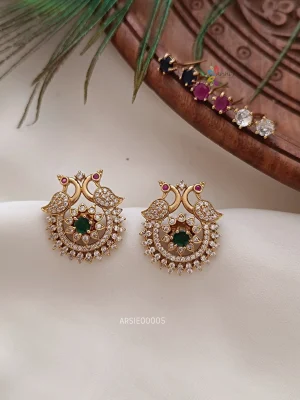 Beautiful peacock AD changable earring