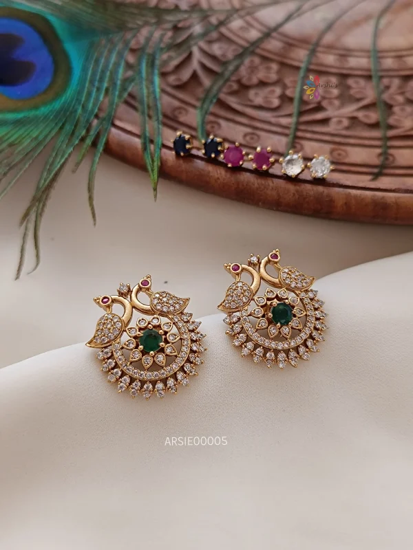 Beautiful peacock AD changable earring