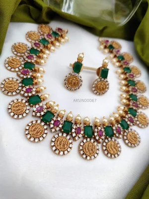 Traditional Emerald Ram Parivar Necklace