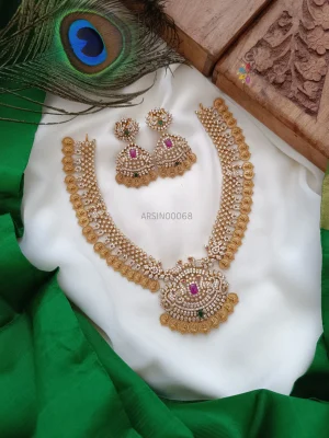 Beautiful peacock lakshmi coin necklace