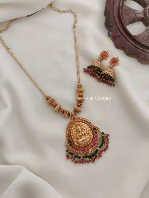 Traditional Geru Polish Lakshmi Necklace