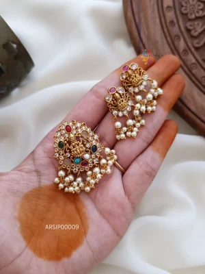 Traditional lakshmi multi stone pearl pendant