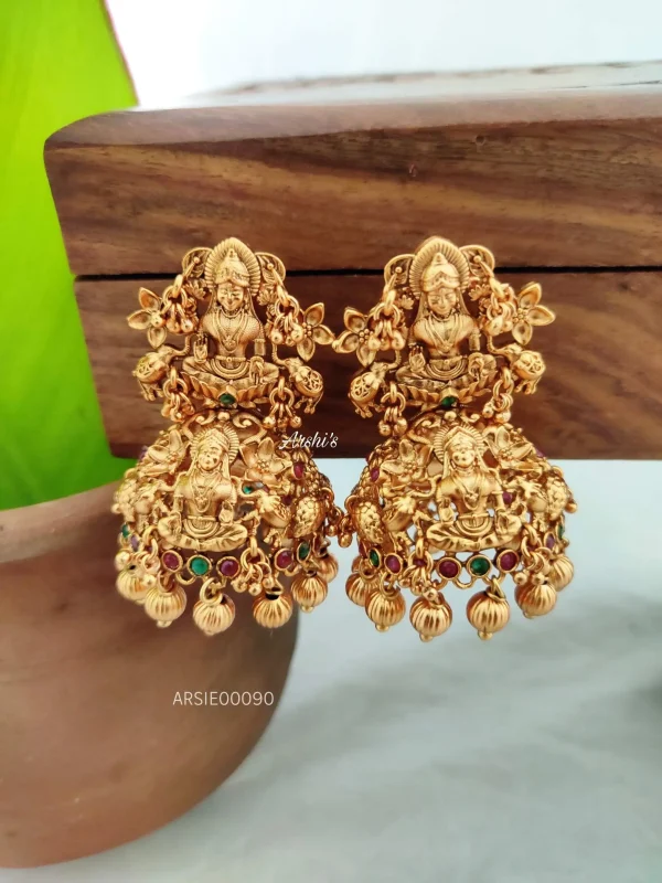 Buy Ishhaara Gold Wedding Earrings Temple Lakshmi Gold Bead Jhumkas For  Women And Girls ISH-TJ24 Online at Best Prices in India - JioMart.