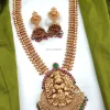 Temple Lakshmi Ruby And Green Beads Haram