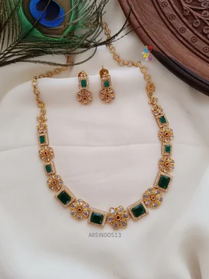 Simple Emerald AD Stone Necklace