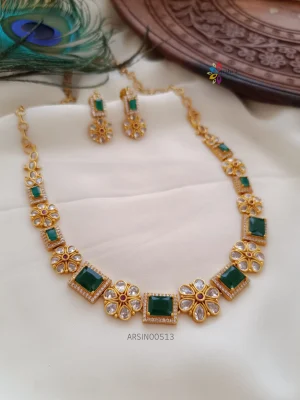 Simple Emerald AD Stone Necklace