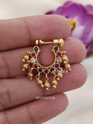 Gold Drop Stone Nose Pin