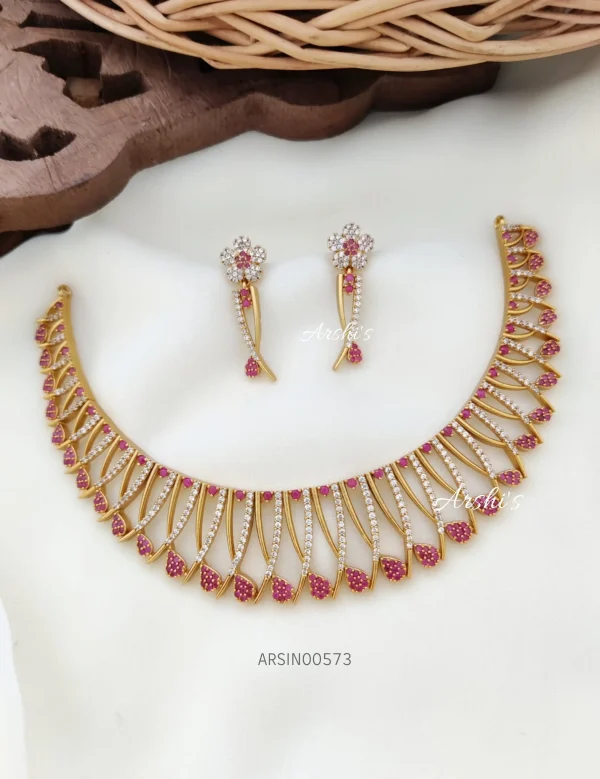Showroom of 916 gold red stone necklace | Jewelxy - 235930