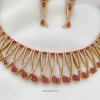 Gold Alike AD Red And White Stone Necklace