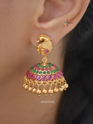 Peacock Gold Drop Jhumka