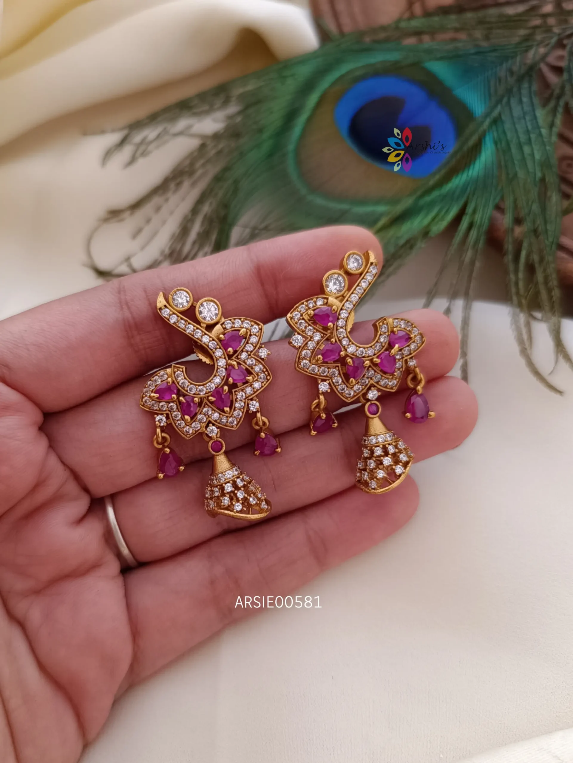 Kemp Stone Peacock Ear Studs - South India Jewels | Ear studs, Gold jewelry  fashion, Earrings collection