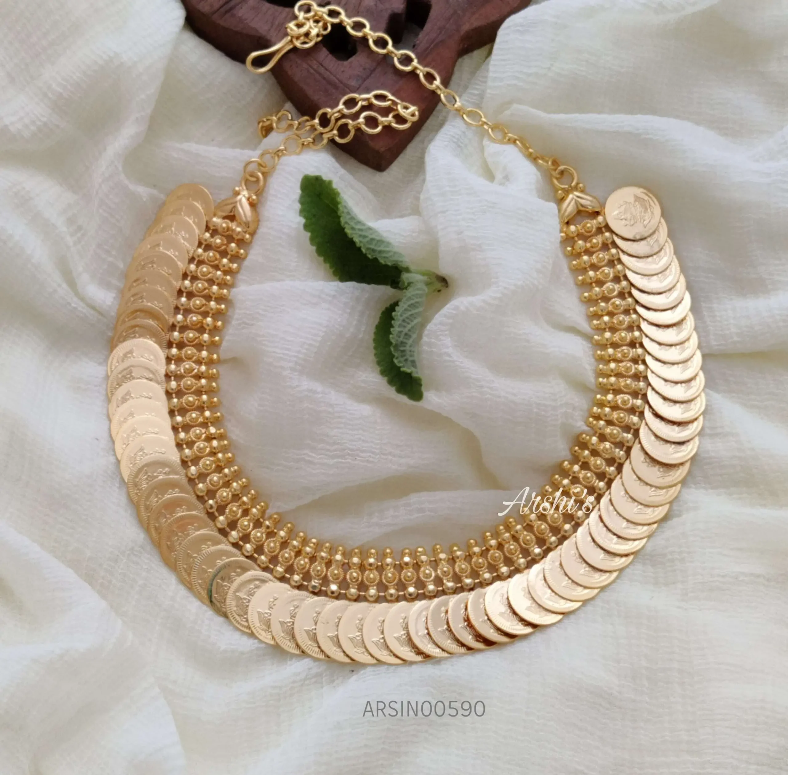 Lakshmi Coin White Stone Necklace