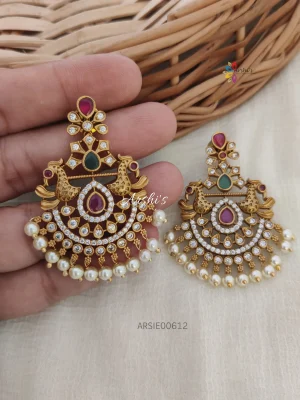 Chandbali AD Peacock Earrings