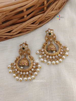 Adorable Chandbali Earrings With Pearls