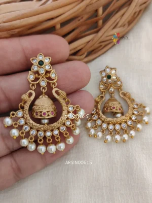 Adorable Chandbali Earrings With Pearls