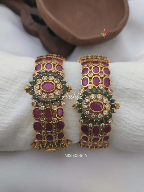 Beautiful Ruby And Green AD Stone Bangles
