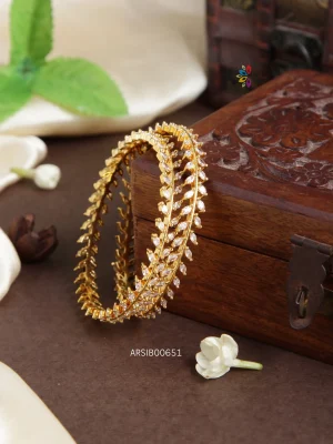 Beautiful Leaf Design AD Bangles