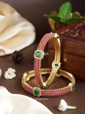 Beautiful Ruby And Green AD Bangles