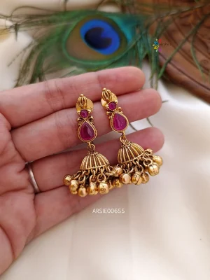 Gungroo Ruby Stone Jhumka