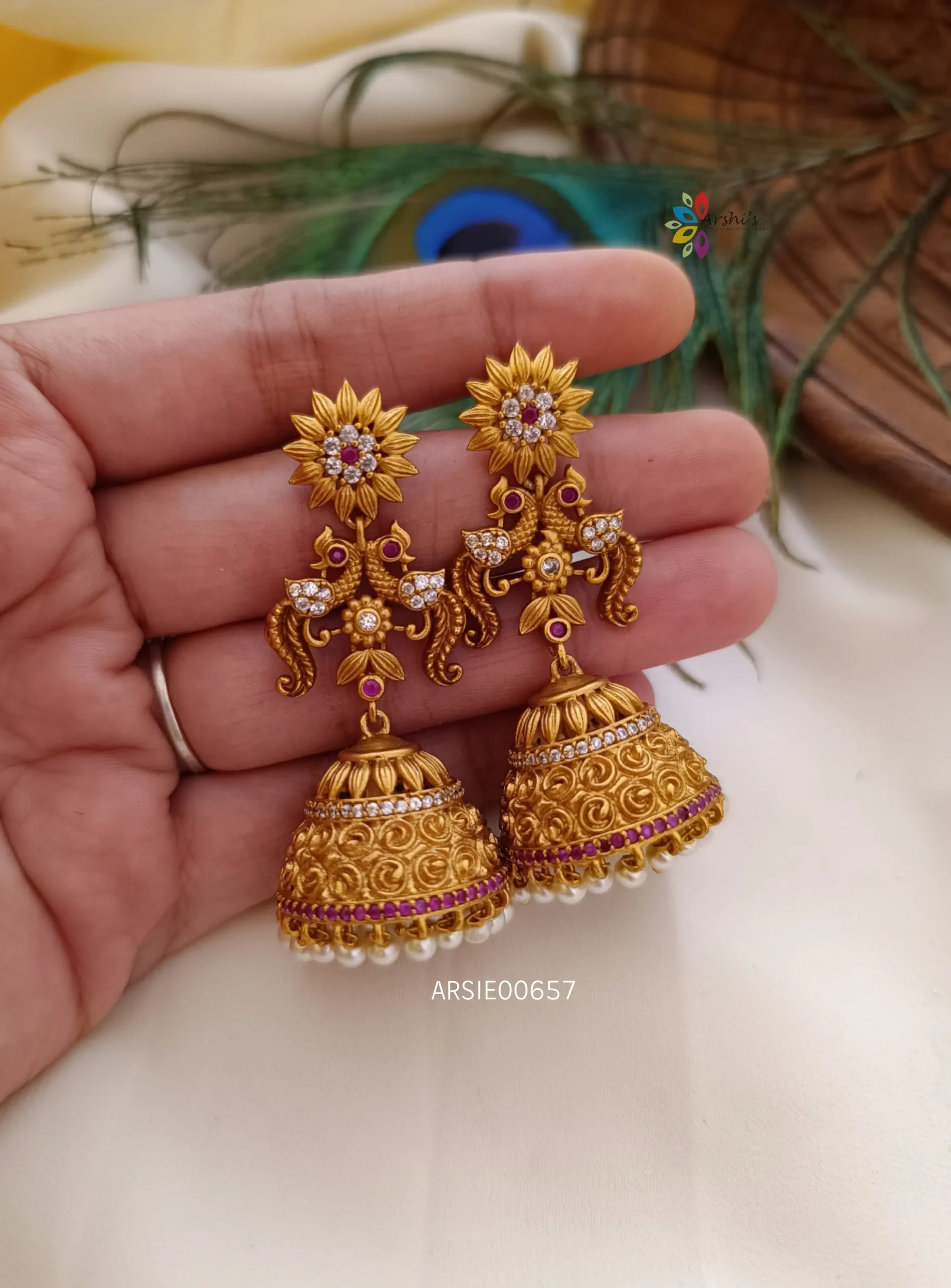 Peacock Design Long Jhumka