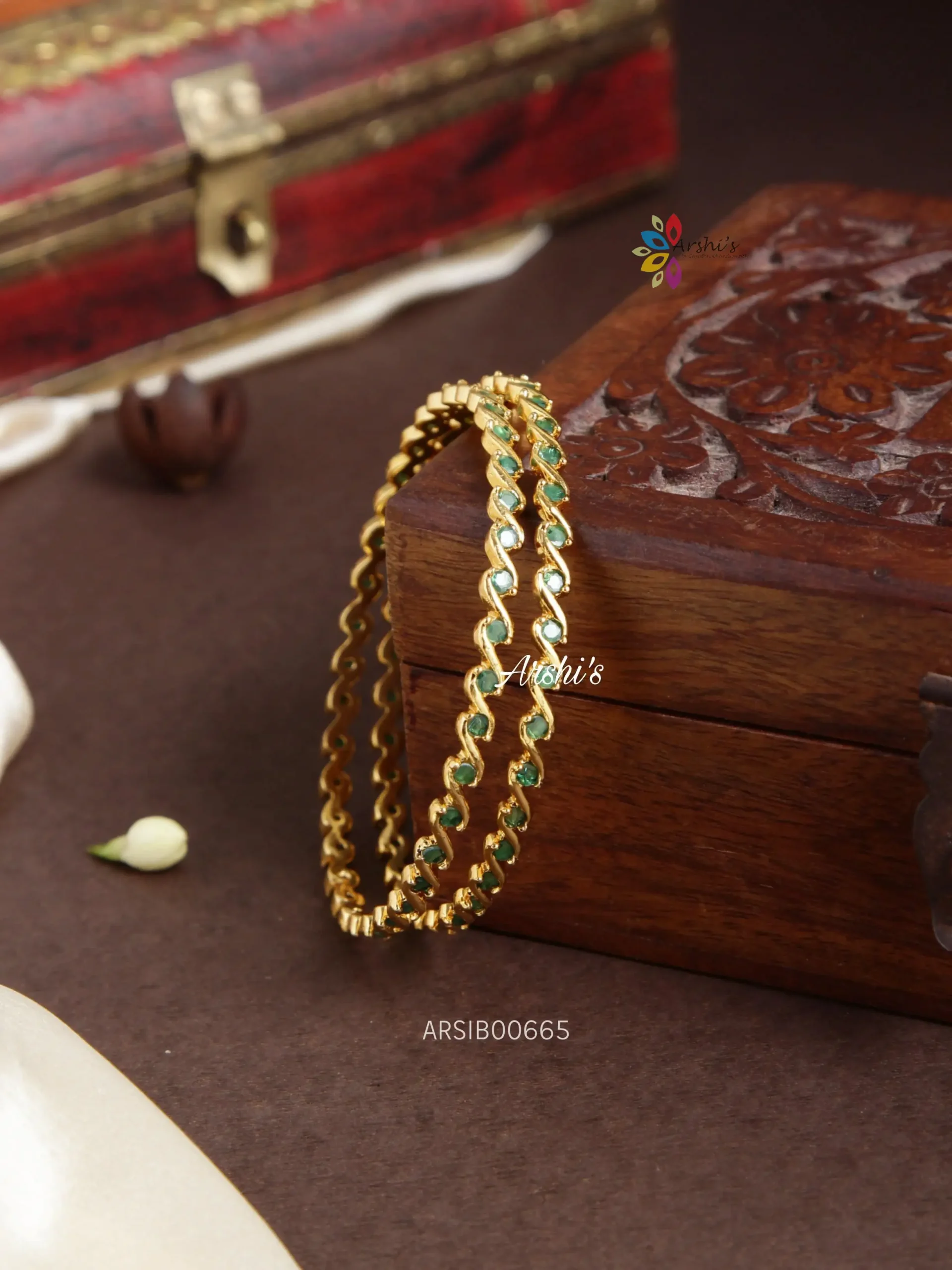 Green AD Stone Set of Two Bangles