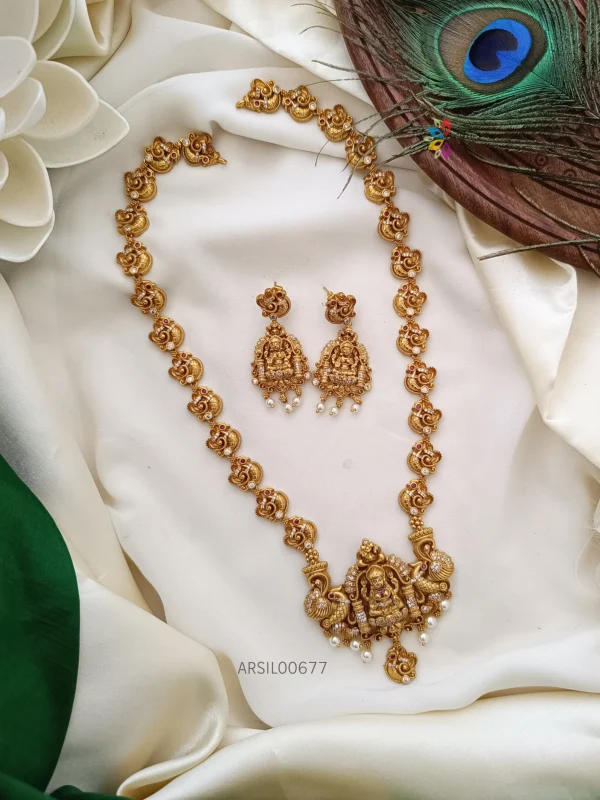 Peacock Design Chain with Lakshmi Pendant Haram