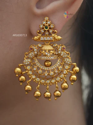 Gold Drop AD Chandbali Earrings