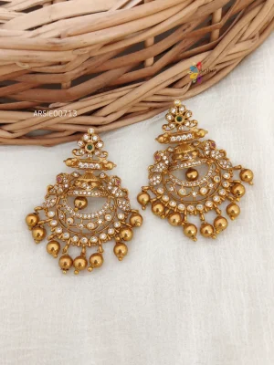 Gold Drop AD Chandbali Earrings