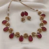 Red Stone Gold Ball Necklace