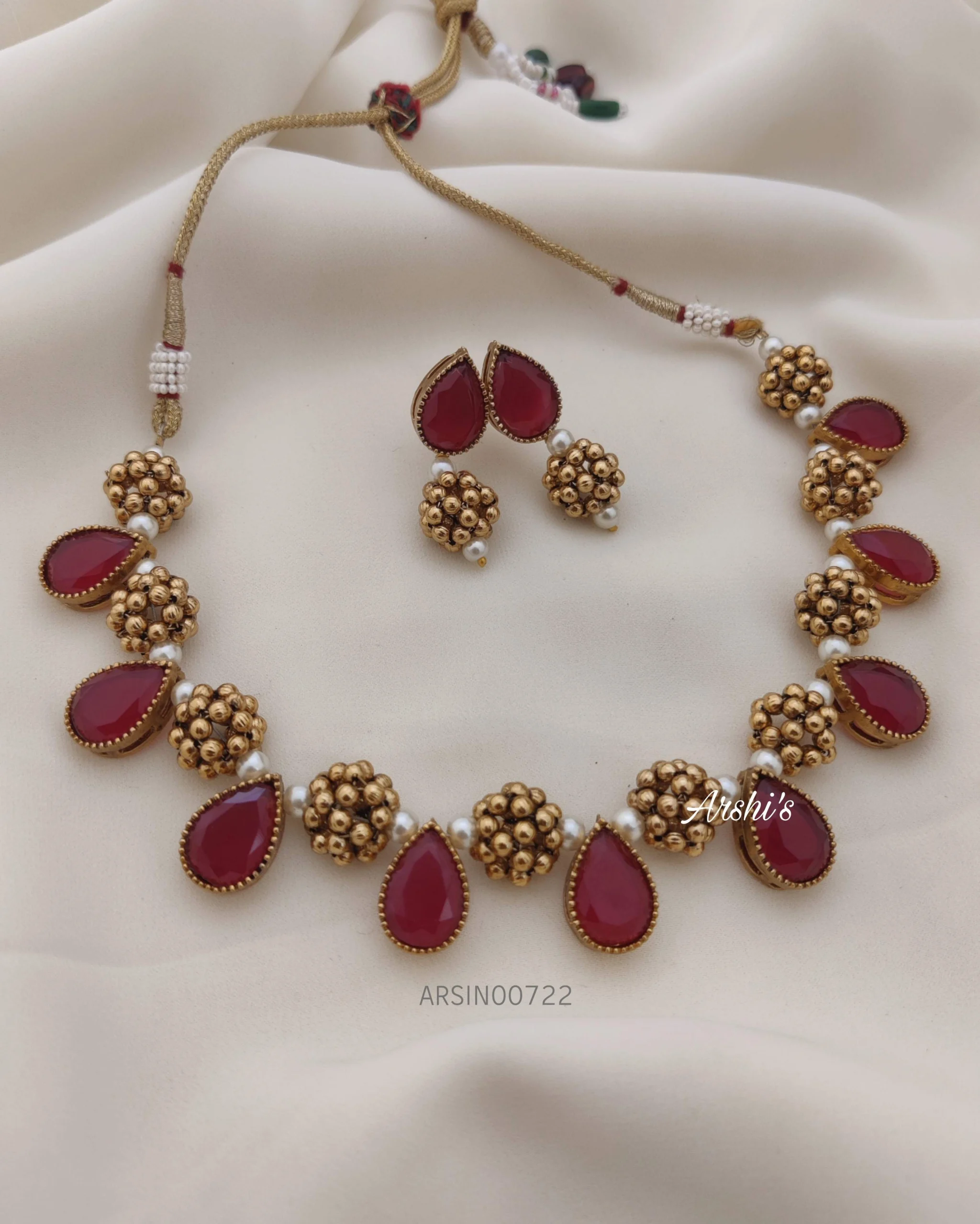 Buy Red Embellished Multi Layered Beaded Necklace by Swabhimann Jewellery  Online at Aza Fashions.