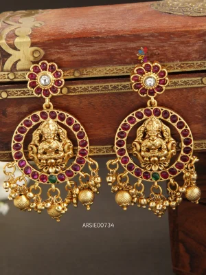 Temple Kemp Stone with Gold Bead Earrings