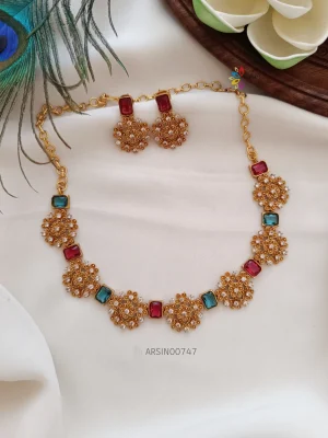 Red and Blue Stone Necklace