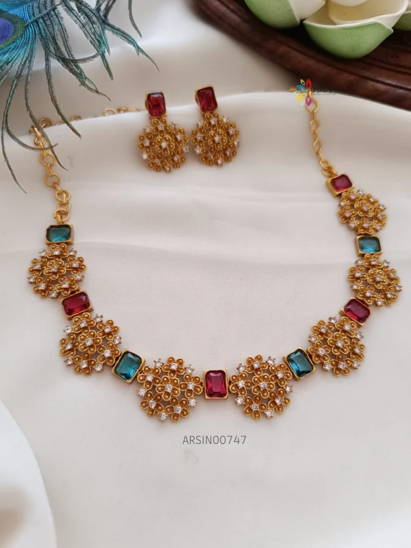 Red and Blue Stone Necklace