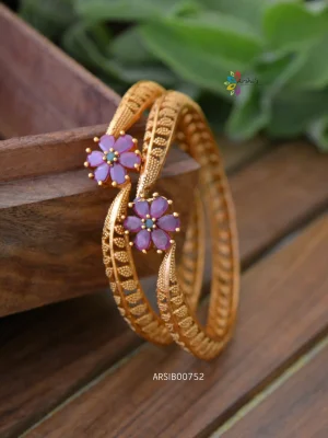 Flower Design Ruby Stone Bangles