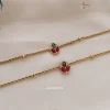 Simple Red and Green Stone Anklets