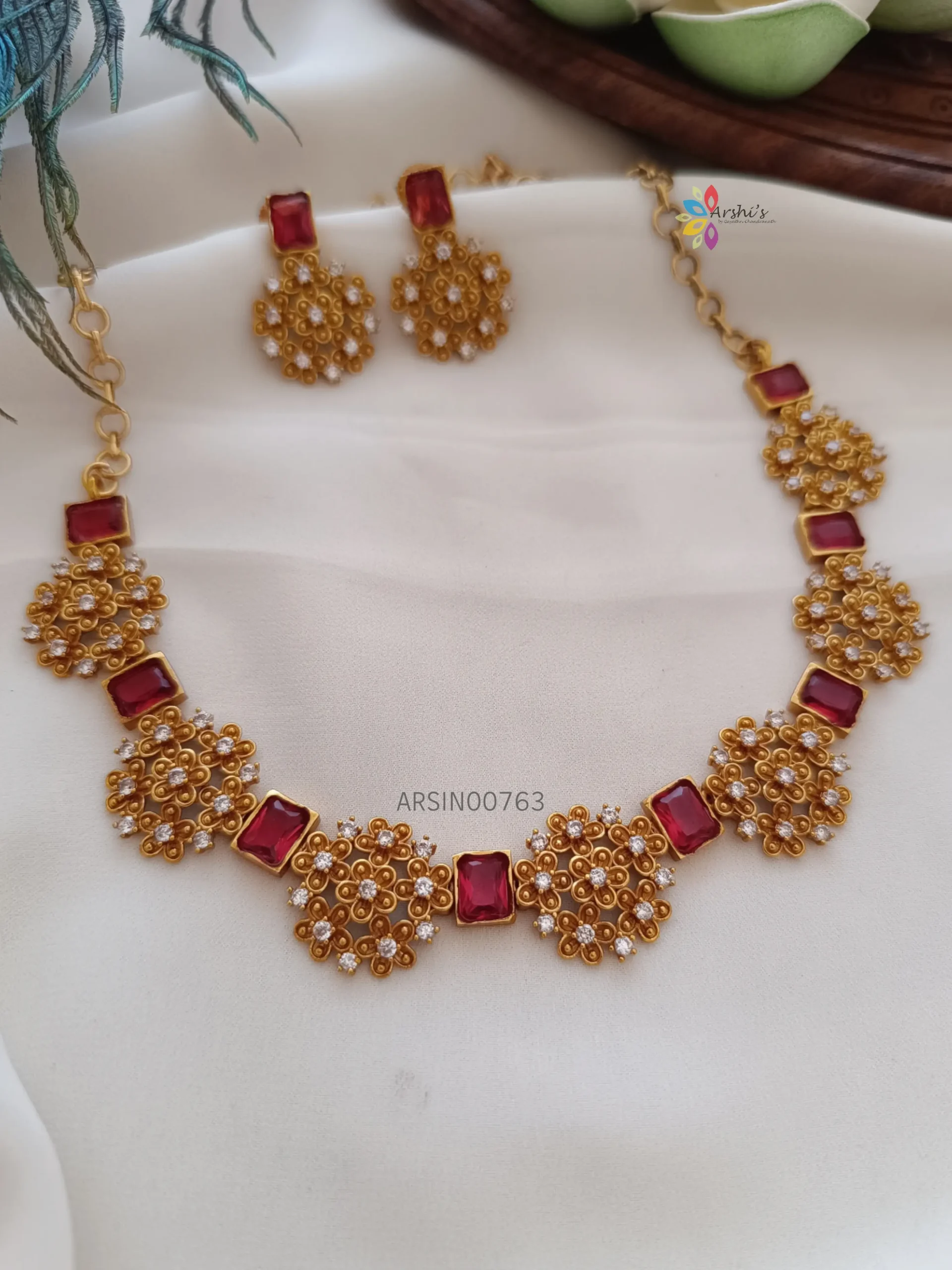 Buy online Alloy Gold Plated Kundan & Red Stone Designer Necklace Set For  Women & Girls from fashion jewellery for Women by Piah Fashion for ₹1929 at  63% off | 2024 Limeroad.com