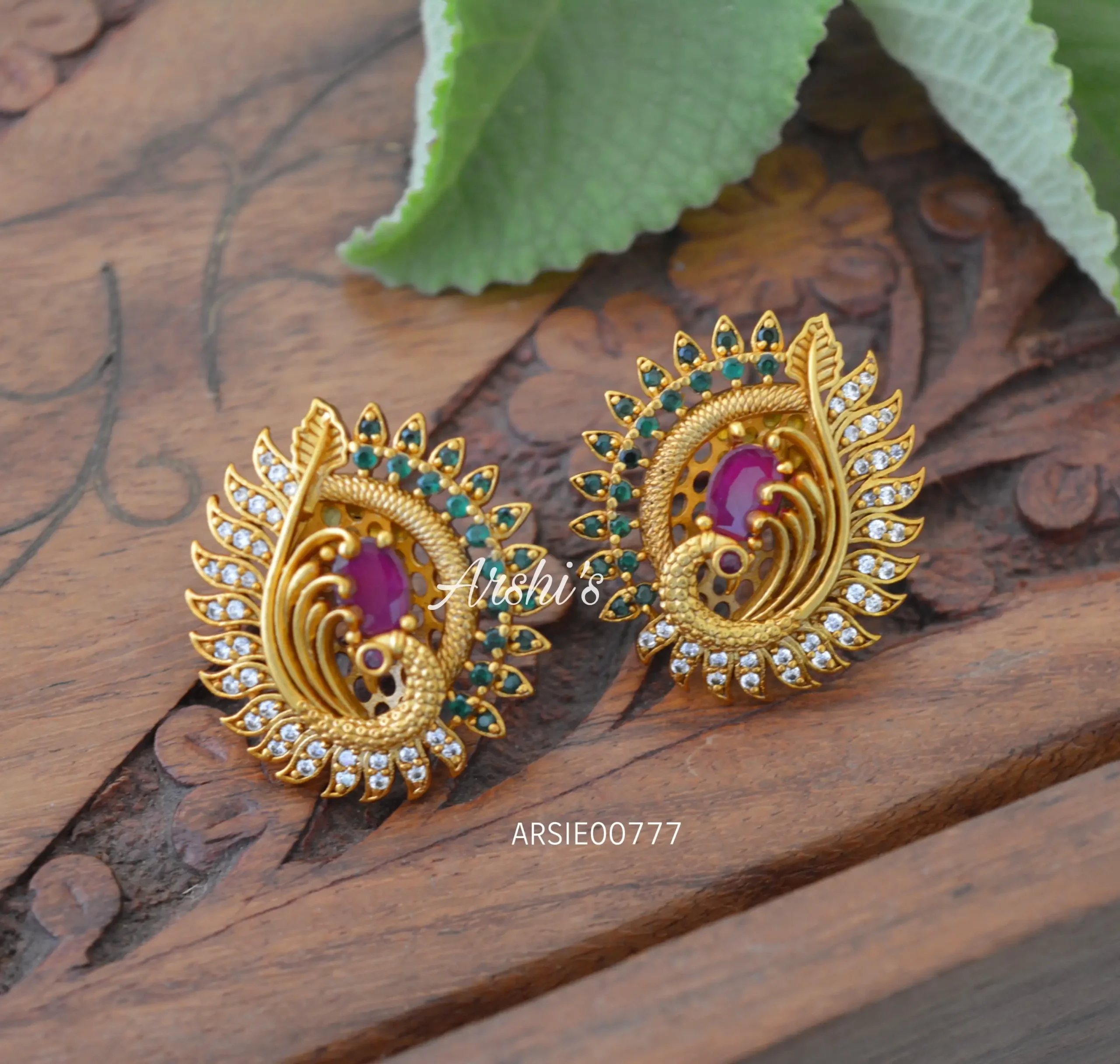 Peacock AD Stone Ear Studs - Arshis - Buy Traditional and Fashion south ...