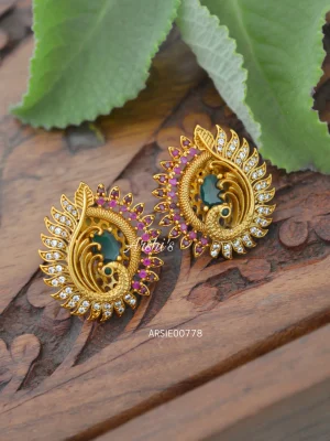 Beautiful Peacock AD Stone Ear Studs