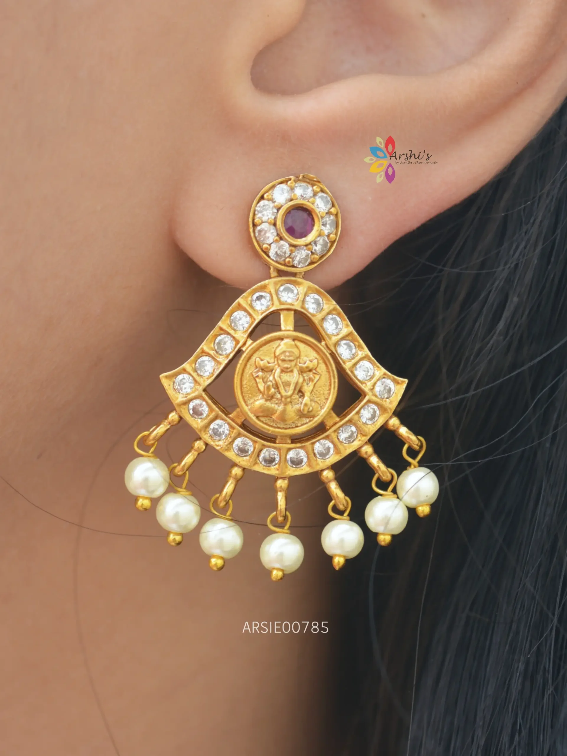 Lakshmi Coin Pearl Drop Earrings