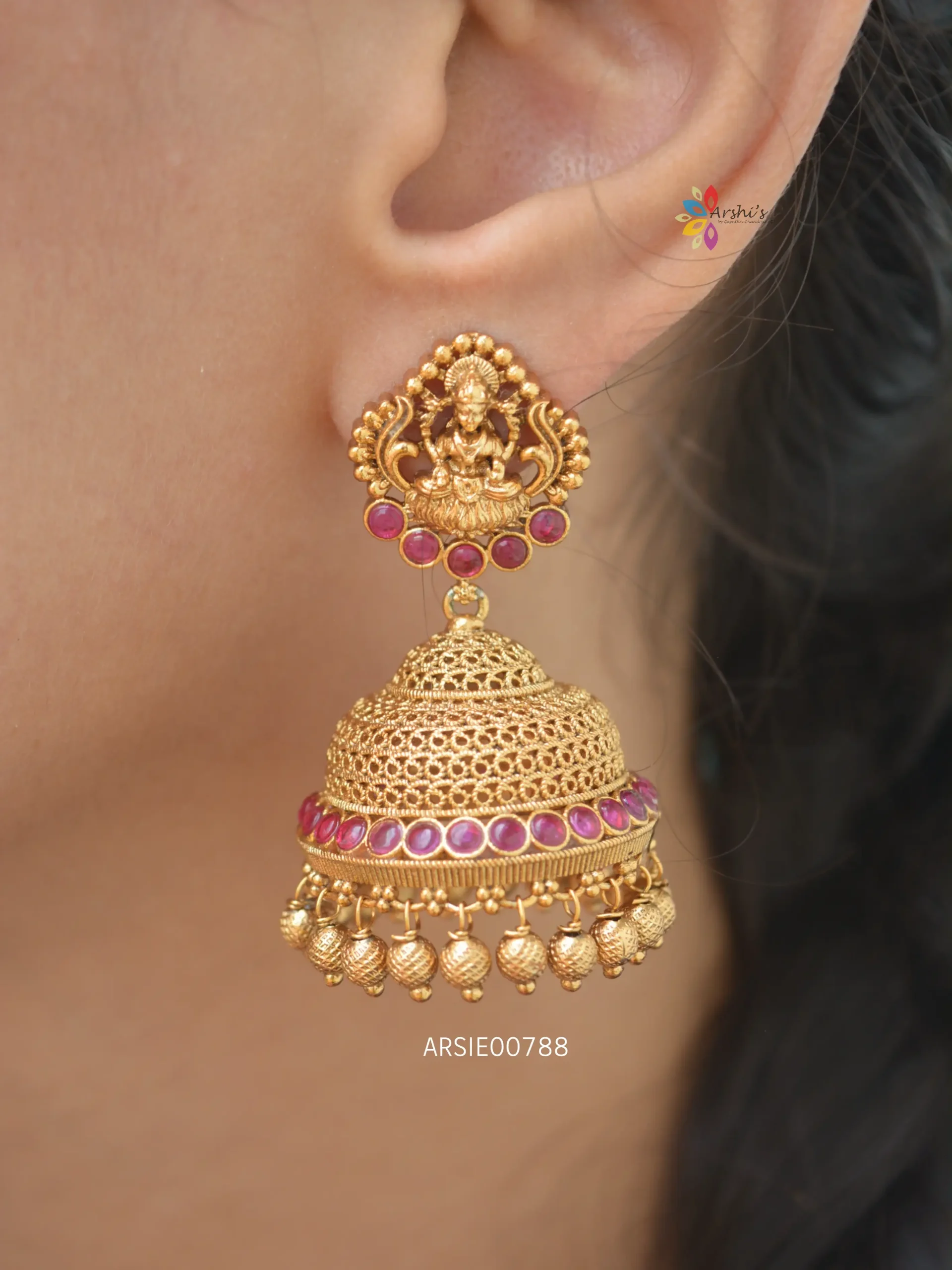 Temple Gold Bead Earrings