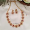 Flower Design Red and White Stone Necklace