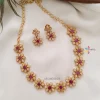 Flower Design Red and White Stone Necklace