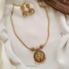 Simple Chain Lakshmi Pendant with Pearl Necklace
