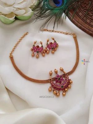 Chandbali Pendant Ruby Stone Choker