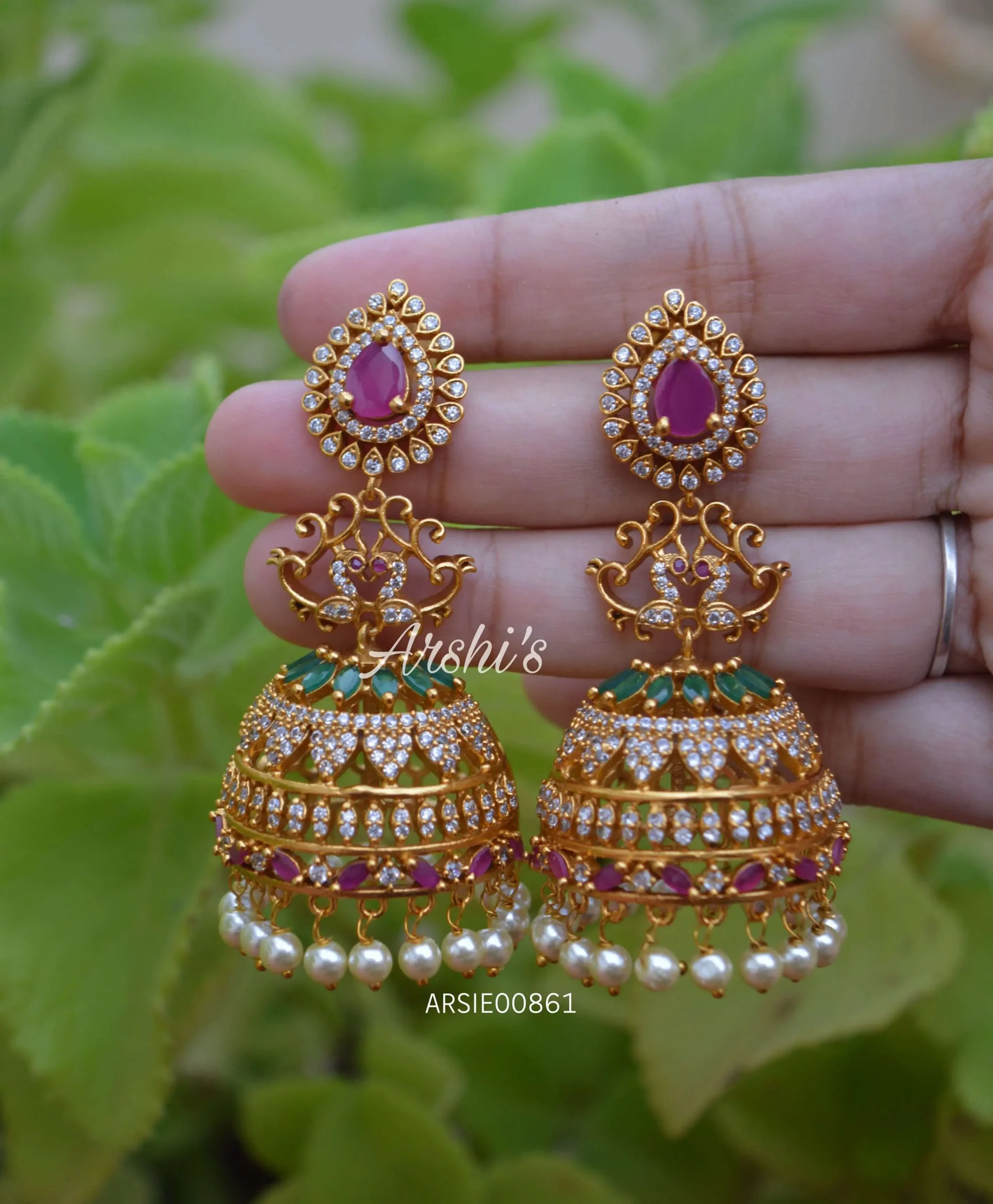 Gold-Plated Jhumka Earrings with Pearls Drop – Priyaasi-tmf.edu.vn