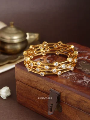 White Stone Set of Four Bangles