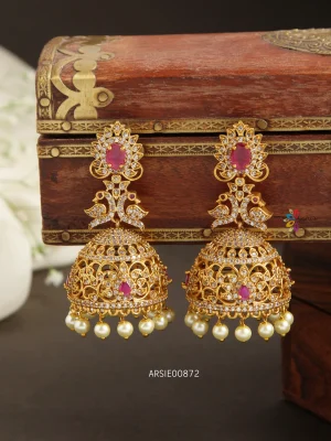 White AD Stone Jhumka