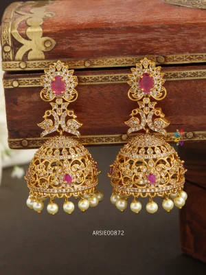 White AD Stone Jhumka