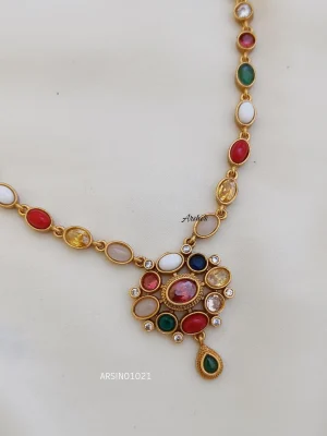 Simple Navarathna Stone Necklace